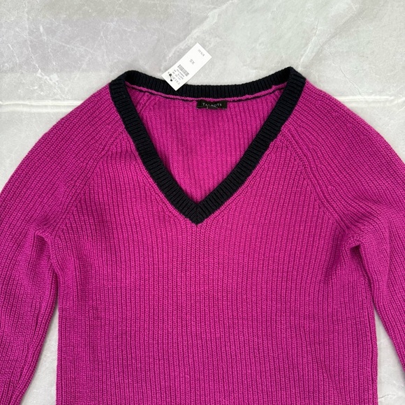 Women’s Talbots Ribbed Color Block Long Sleeve V-Neck Sweater XS - Picture 2 of 16